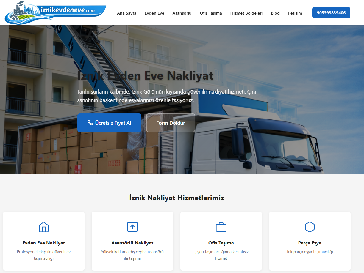 Kurumsal Web Sitesi - İznik Evden Eve Taşımacılık